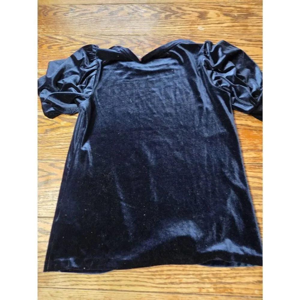 Boden Maddie Blue Velvet Puff Short Sleeve Sleeve Top Shirt Womens size 4